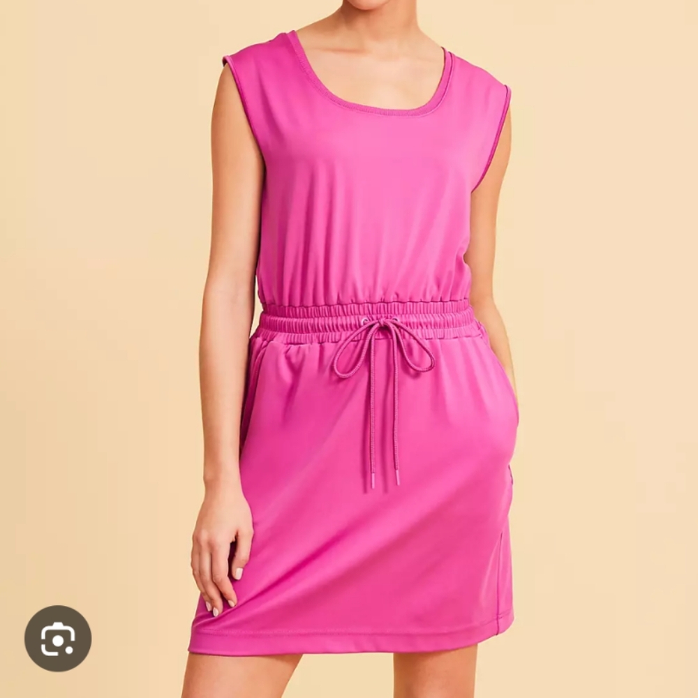 Lou & Grey Luvstretch Pink Sleeveless Drawstring Waist Dress